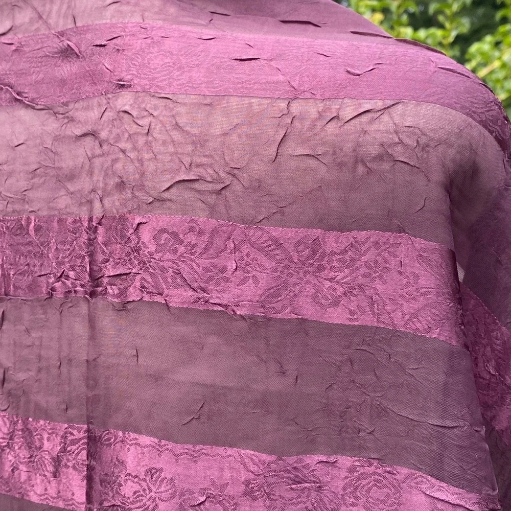 Unbranded Whimsical Purple Scarf Floral Sheer Textured Wrap Shawl Sarong - OS